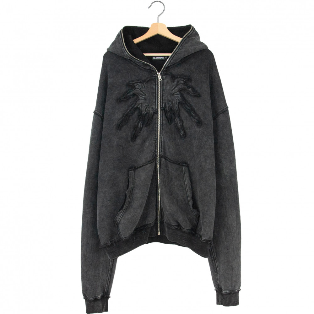 An-Appendage Full Zip Spider Hoodie (Washed Grey)